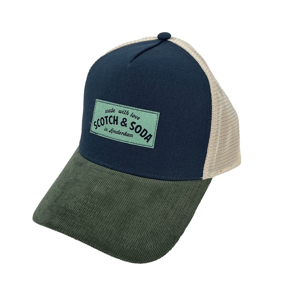 Scotch & Soda Amsterdam Men's Trucker Cap Corduroy Bill Mesh Snap Back Hat NEW